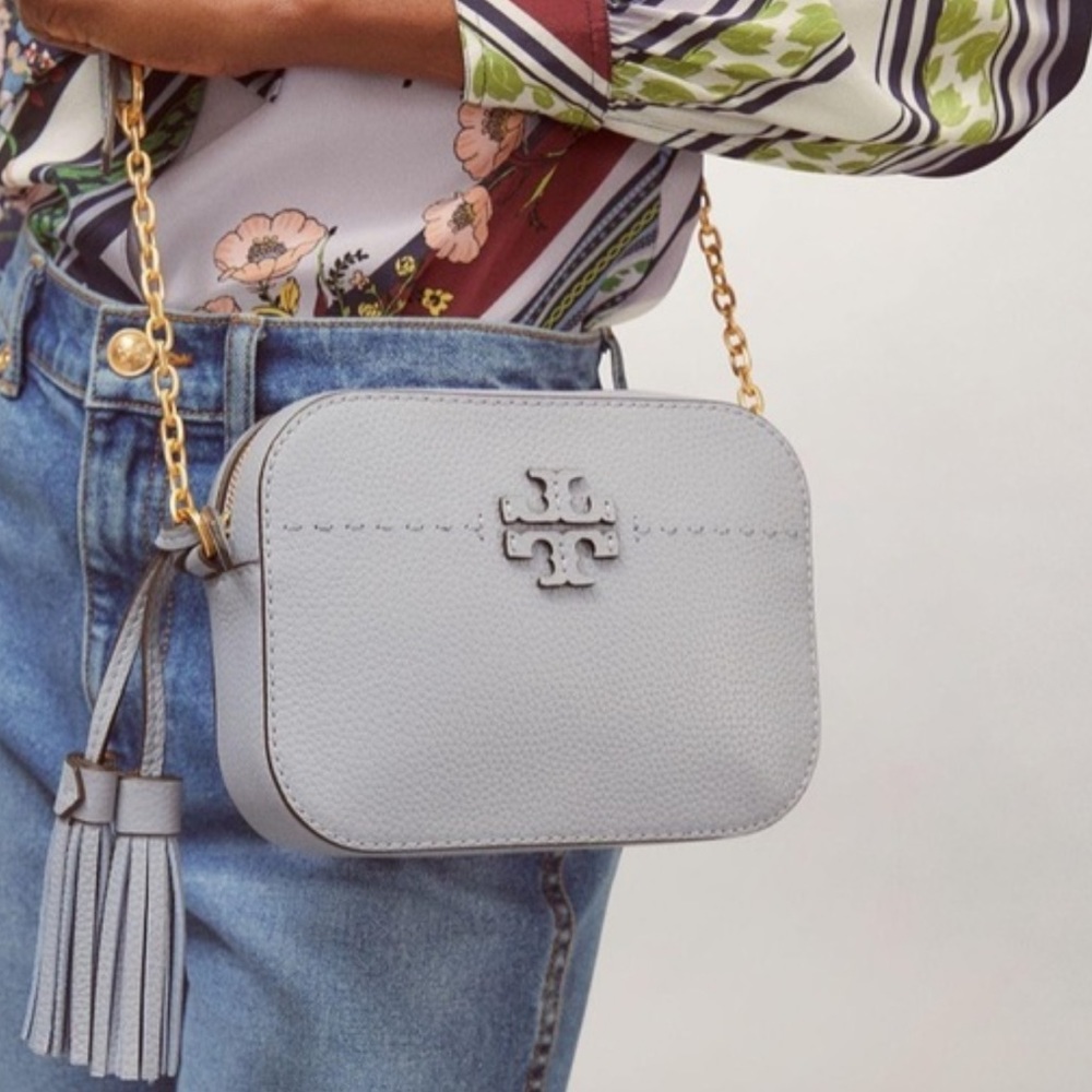 Tory Burch Cloud Blue crossbody bag.
